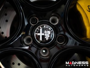Alfa Romeo Wheel Center Caps - set of 4 - Black/ Silver - 60mm - V1